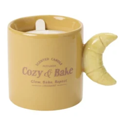 Bougie pot forme mug anse viennoiserie Ø9xH5cm (4 modèles)