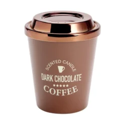 Bougie pot forme tasse café avec couvercle métallisé Ø9,5xH11cm (3 modèles)