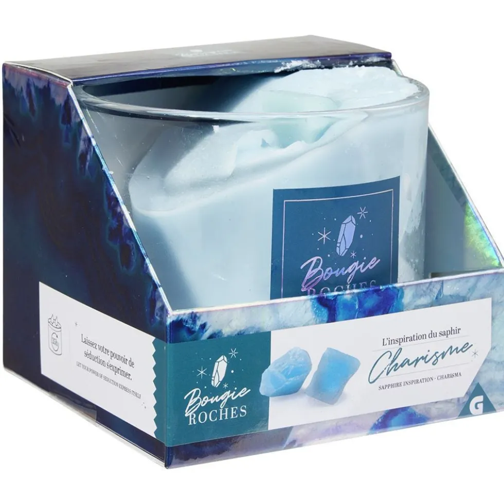 Bougie roche améthyste sérénité violet 35H