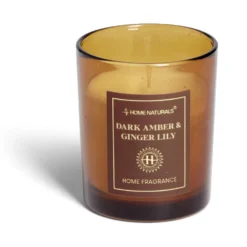 Bougie senteur ambre et gingembre dans pot en verre Ø6,4xH7,9cm marron