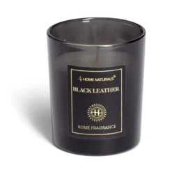 Bougie senteur cuir dans pot en verre Ø6,4xH7,9cm noir