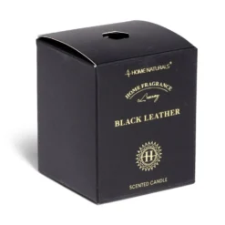 Bougie senteur cuir dans pot en verre Ø6,4xH7,9cm noir