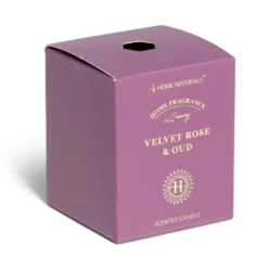 Bougie senteur rose et oud dans pot en verre Ø6,4xH7,9cm rose
