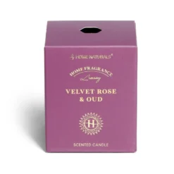 Bougie senteur rose et oud dans pot en verre Ø6,4xH7,9cm rose