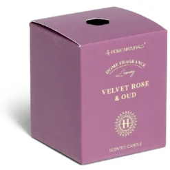 Bougie senteur rose et oud dans pot en verre Ø6,4xH7,9cm rose