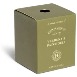 Bougie senteur verveine patchouli dans pot en verre Ø6,4xH7,9cm vert