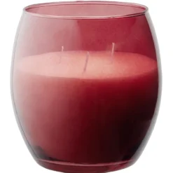 Bougie XL dans verre coloré rouge senteur fruit rouges 36H