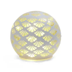 Boule déco LED verre et métal blanche Ø12cm