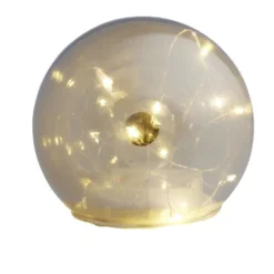Boule déco LED verre et métal gris argent Ø12cm