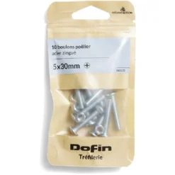 10 boulons poêlier cruciforme acier zingué - 5x30 mm