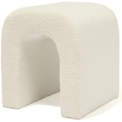 Bout de canapé Joseph curly effet laine bouclée blanc - L40xP40xH45 cm