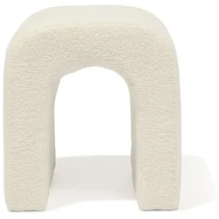 Bout de canapé Joseph curly effet laine bouclée blanc - L40xP40xH45 cm