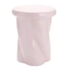 Bout de canapé rond Creamy laqué Ø33xH40cm (2 modèles rose ou blanc)