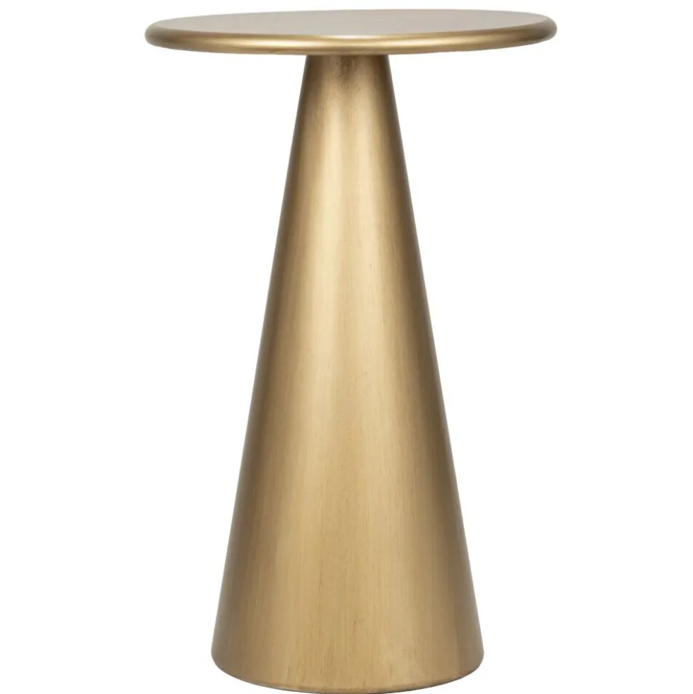 Bout de canapé rond India métal doré Ø32xH51cm