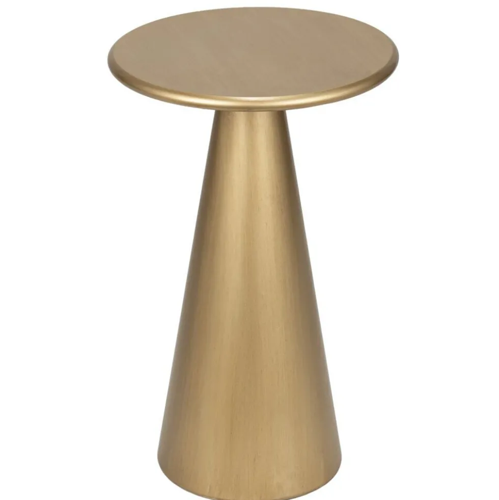 Bout de canapé rond India métal doré Ø32xH51cm