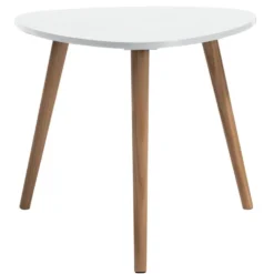 Bout de canapé table basse Joseph blanc pieds pin Ø48xH42 cm