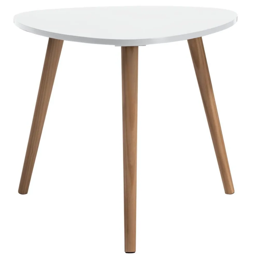 Bout de canapé table basse Joseph blanc pieds pin Ø48xH42 cm