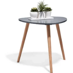 Bout de canapé table basse Joseph gris anthracite pieds pin Ø48xH42 cm