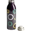 Bouteille isotherme acier noir motif rond 500ml Ø6,7xH21,8cm