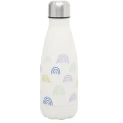 Bouteille isotherme blanc motif arc-en-ciel 350ml