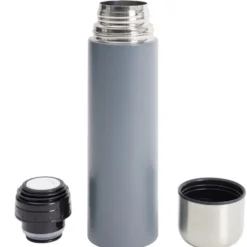 Bouteille isotherme thermos inox 500ml avec tasse intégrée gris foncé Ø7xH24cm