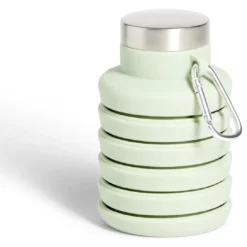 Bouteille rétractable 480ml inox et silicone vert pastel Ø7xH19cm