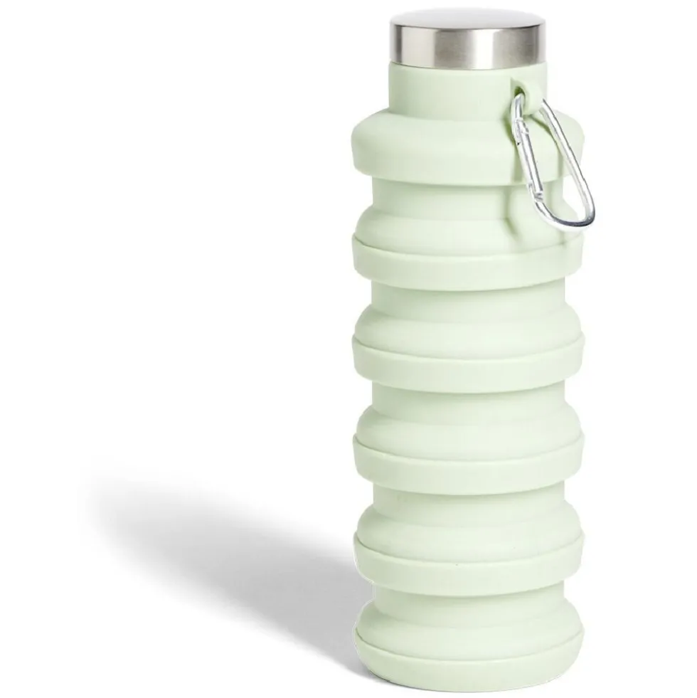 Bouteille rétractable 480ml inox et silicone vert pastel Ø7xH19cm