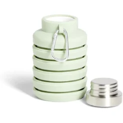 Bouteille rétractable 480ml inox et silicone vert pastel Ø7xH19cm
