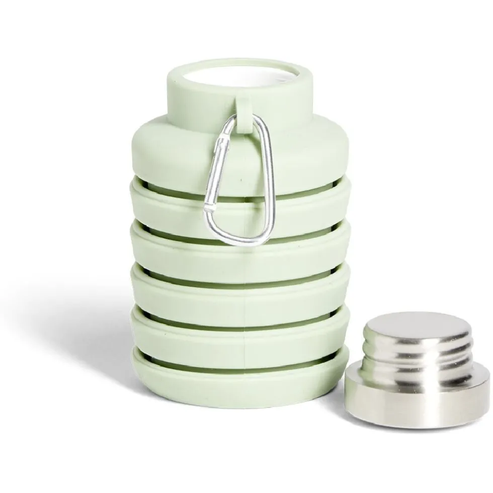 Bouteille rétractable 480ml inox et silicone vert pastel Ø7xH19cm