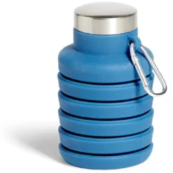 Bouteille rétractable 480ml inox et silicone vert gris Ø7xH19cm