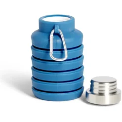 Bouteille rétractable 480ml inox et silicone vert gris Ø7xH19cm