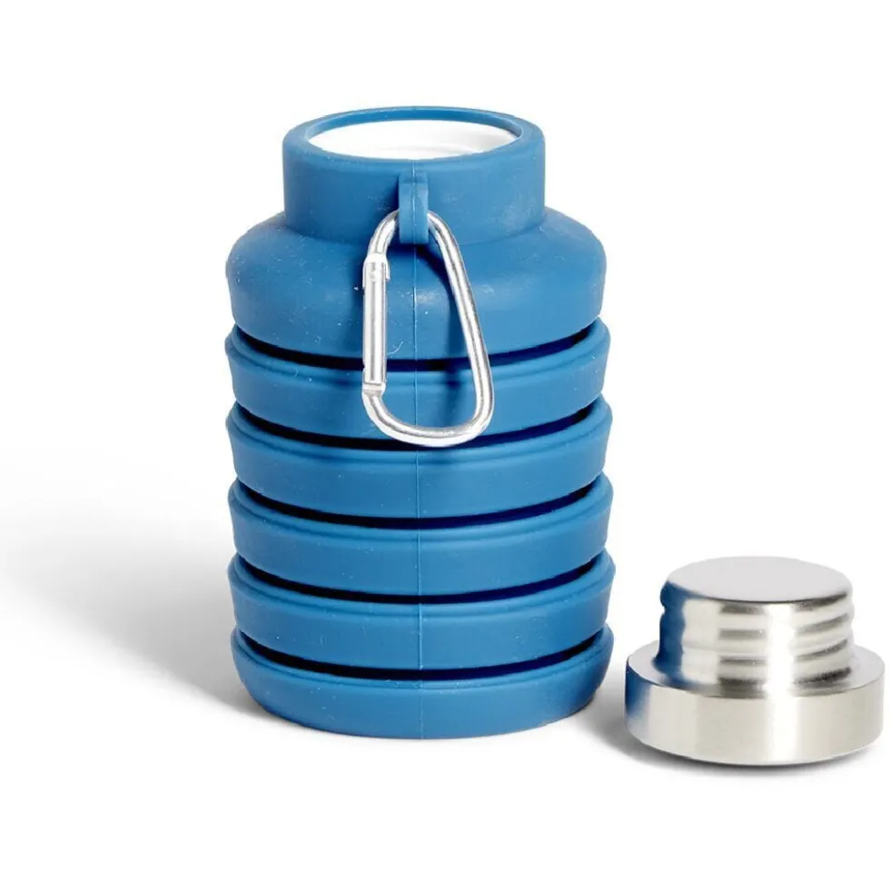 Bouteille rétractable 480ml inox et silicone vert gris Ø7xH19cm