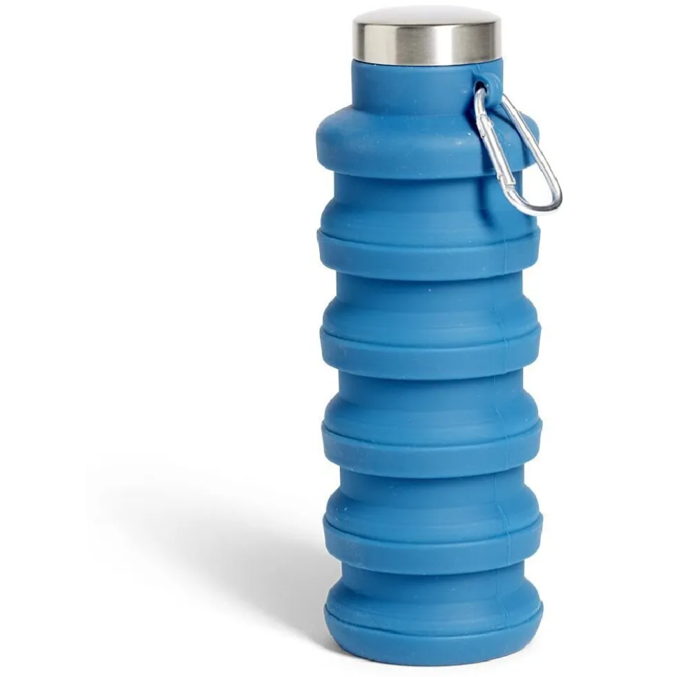 Bouteille rétractable 480ml inox et silicone vert gris Ø7xH19cm