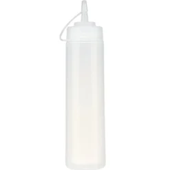 Bouteille à sauce 350ml plastique avec bouchon rattaché (3 modèles)