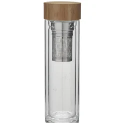 Bouteille à thé en verre et bambou naturel