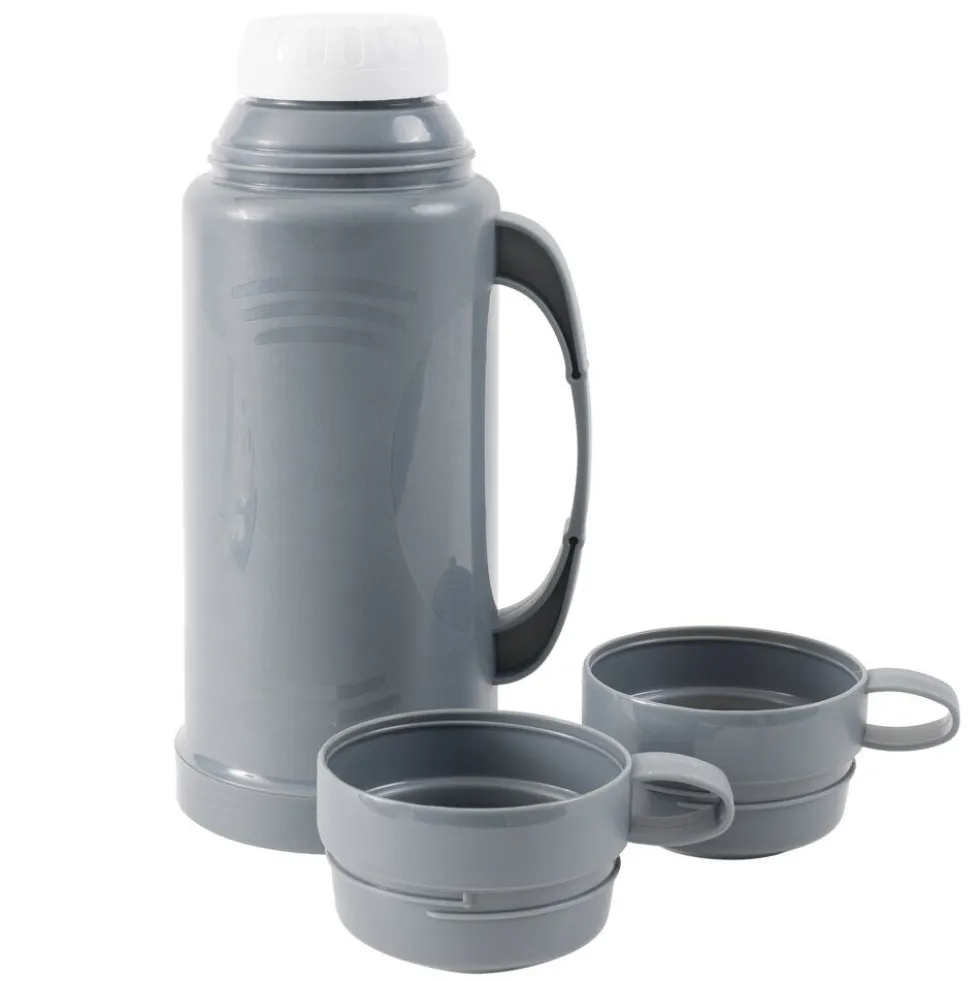 Bouteille thermos 1L avec 2 tasses intégrées gris foncé Ø11xH31,5cm