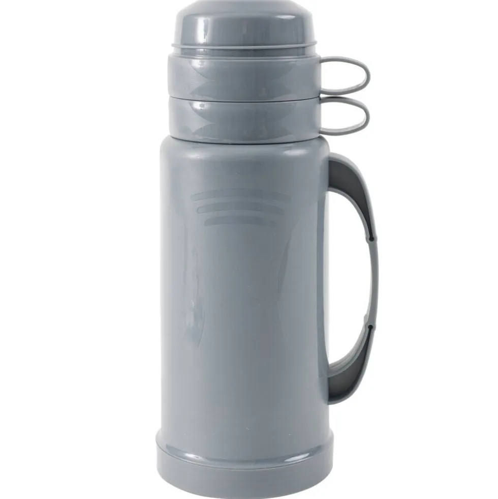 Bouteille thermos 1L avec 2 tasses intégrées gris foncé Ø11xH31,5cm
