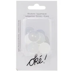 Bouton multiusage x15 plastique blanc transparent Ø19mm