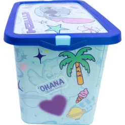 Box de rangement Disney Stitch et Angel 23L plastique bleu 40x30xH27,5cm