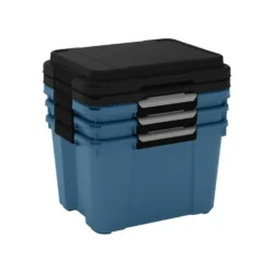 Box de rangement 45L x3 étanche Scuba bleu avec couvercle noir 49x39xH49,5cm