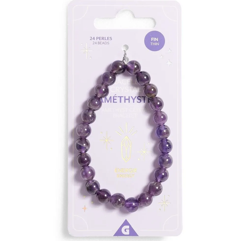 Bracelet crystal large 26 perles améthyste noir - Énergie