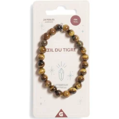 Bracelet crystal large 26 perles oeil du tigre marron - Optimisme