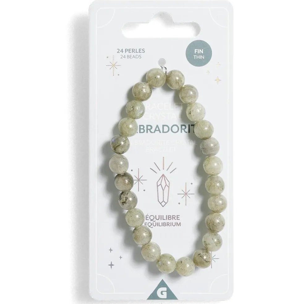 Bracelet crystal large 26 perles labradorite vert - Équilibre