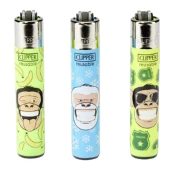 Briquet Clipper collection x3 réutilisable motif singe