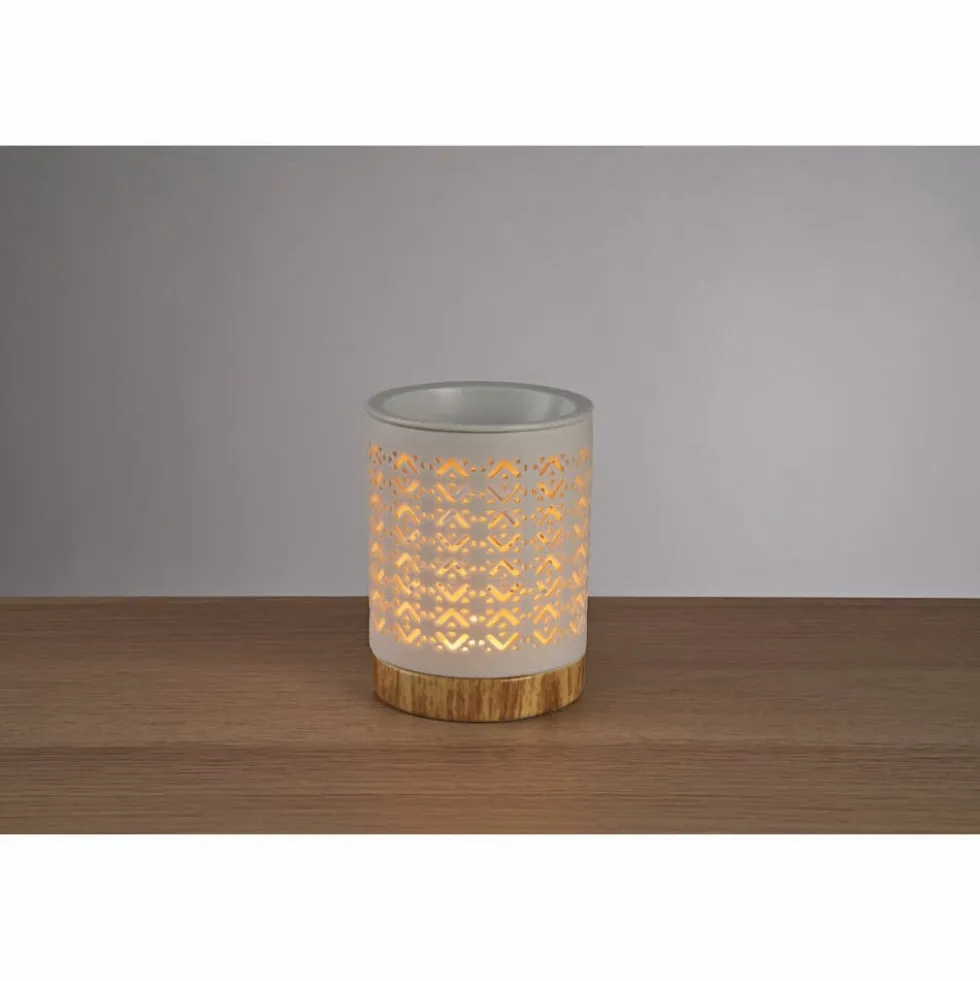 Brûle parfum Mességué socle effet bois blanc et marron