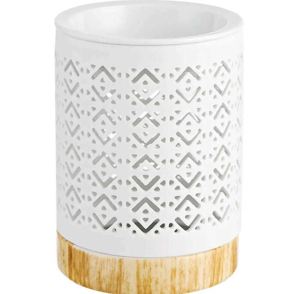Brûle parfum Mességué socle effet bois blanc et marron