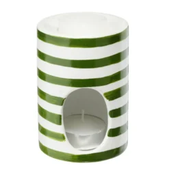 Brûle parfum terre cuite avec 1 galet de cire et 1 bougie Ø7xH10cm (3 modèles)