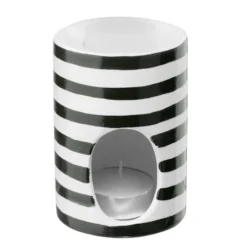 Brûle parfum terre cuite avec 1 galet de cire et 1 bougie Ø7xH10cm (3 modèles)