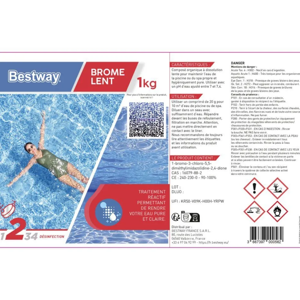 Brome piscine 1kg pastille 20gr