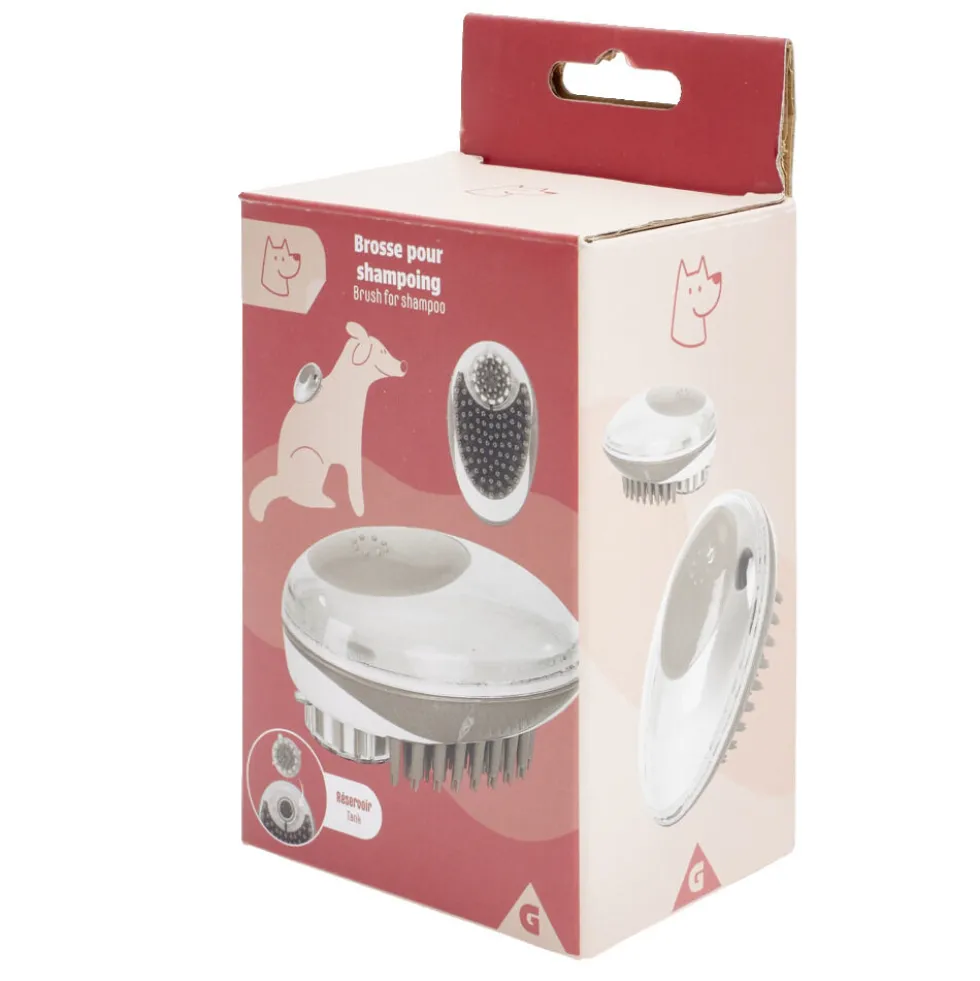 Brosse animal avec réservoir shampooing